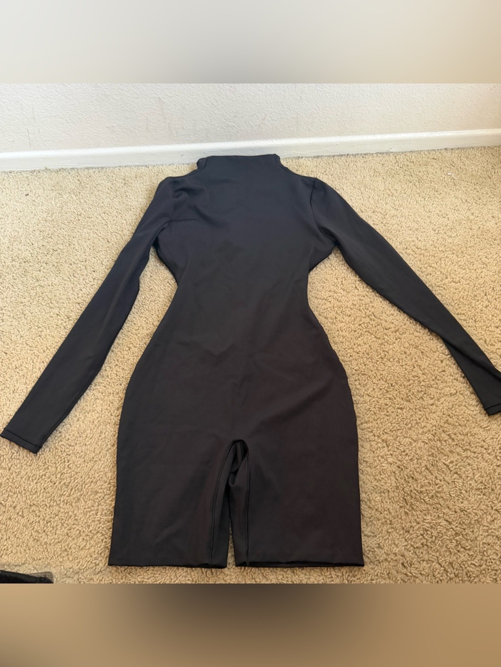 SKIMS Black Long-Sleeve Jumpsuit Romper